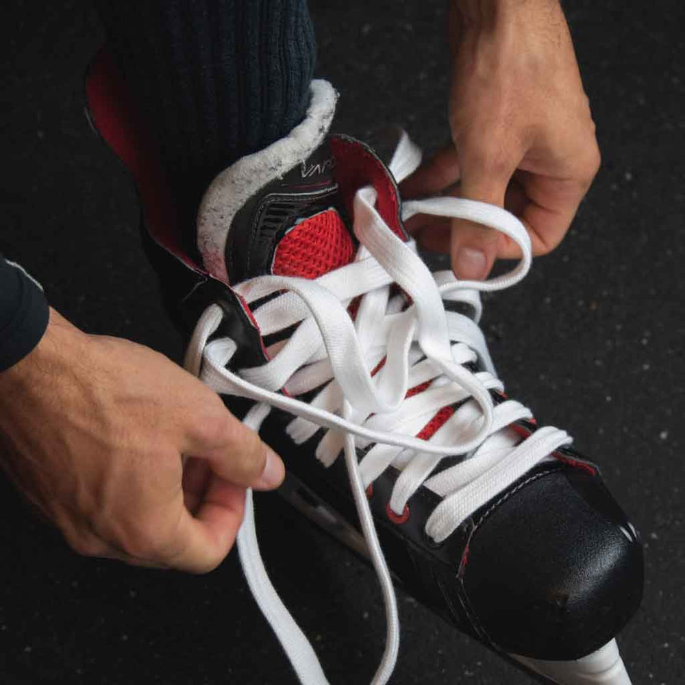 Zebrasclub white non waxed hockey referee laces on skate