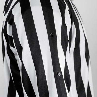 Zebrasclub ZL1 hockey referee jersey with snaps buttons close view