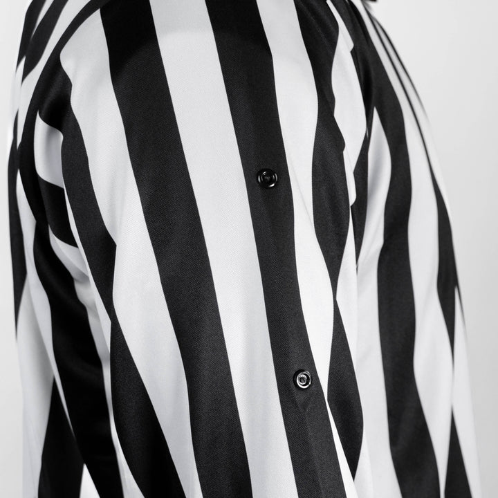 Zebrasclub ZL1 hockey referee jersey with snaps close view