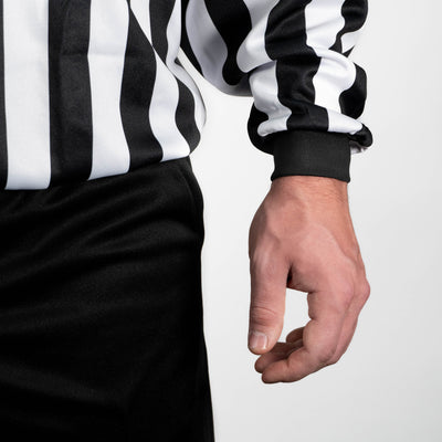 Zebrasclub ZL1 hockey referee jersey with snaps cuffs close view