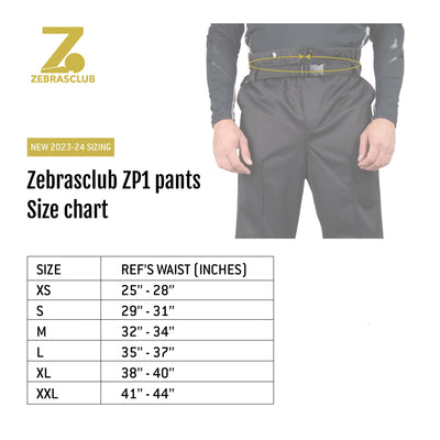 Zebrasclub ZP1 pants size chart