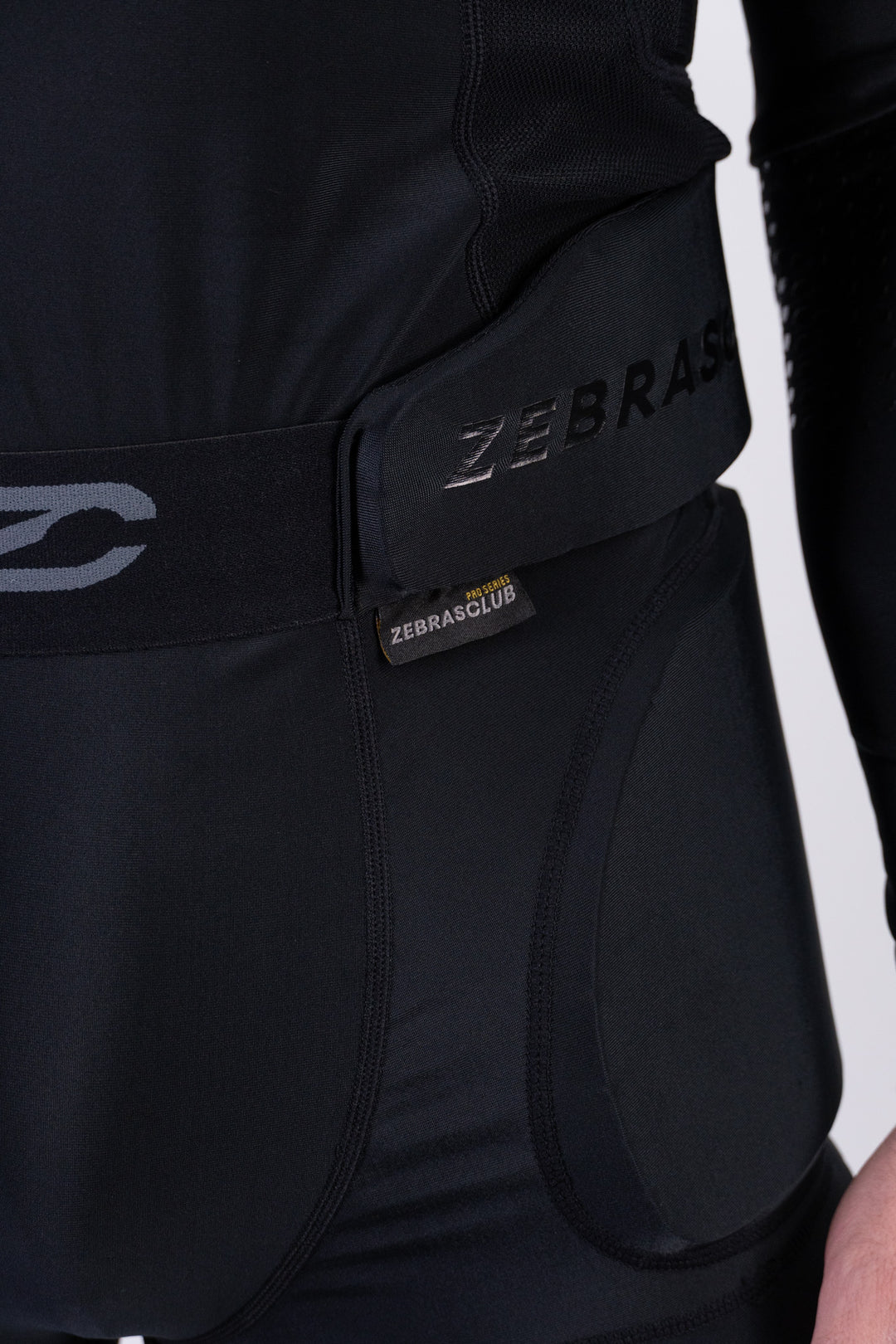Zebrasclub ZG-PRO hockey officiating protective girdle pants with integrated cup label