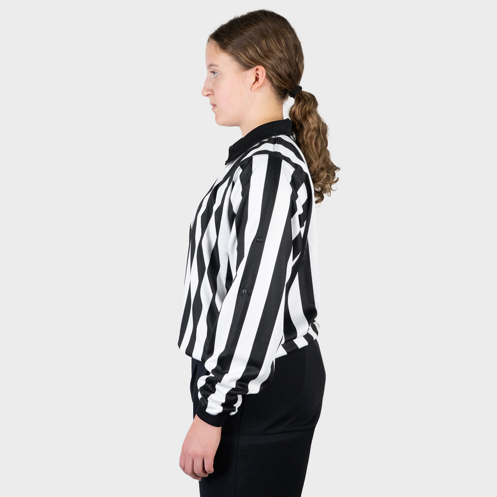 Zebrasclub ZL-PRO-W womens hockey officiating jersey with snaps side view