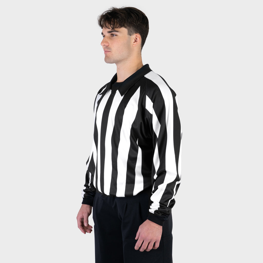 Zebrasclub ZLE hockey officiating jersey nhl style linesperson side view