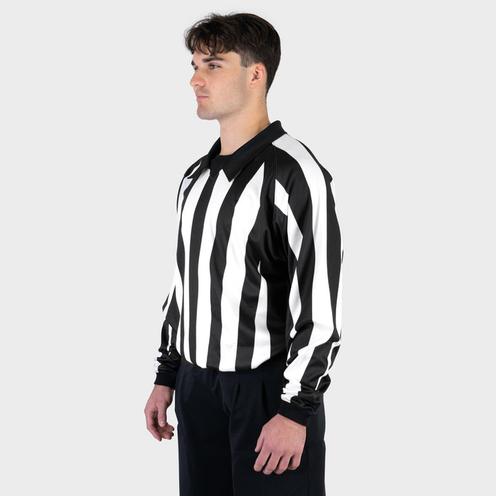 Zebrasclub ZLE hockey officiating jersey nhl style linesperson side view