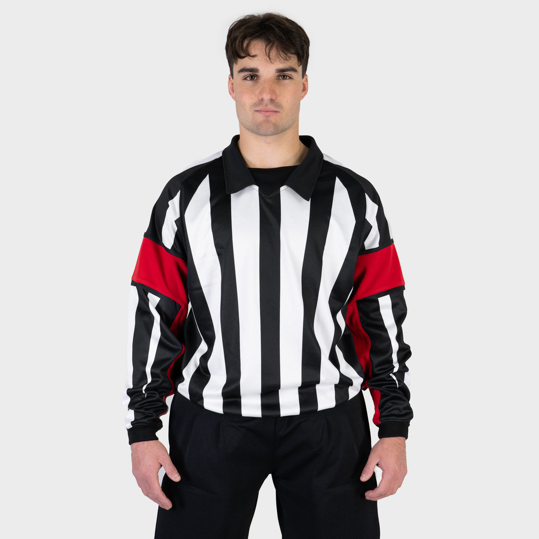 Zebrasclub ZRE hockey referee jersey nhl style with sewn in red arm bands