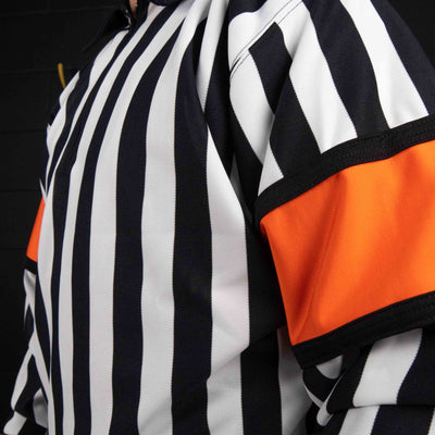 CCM-PRO-150-referee-jersey-orange-armbands-close