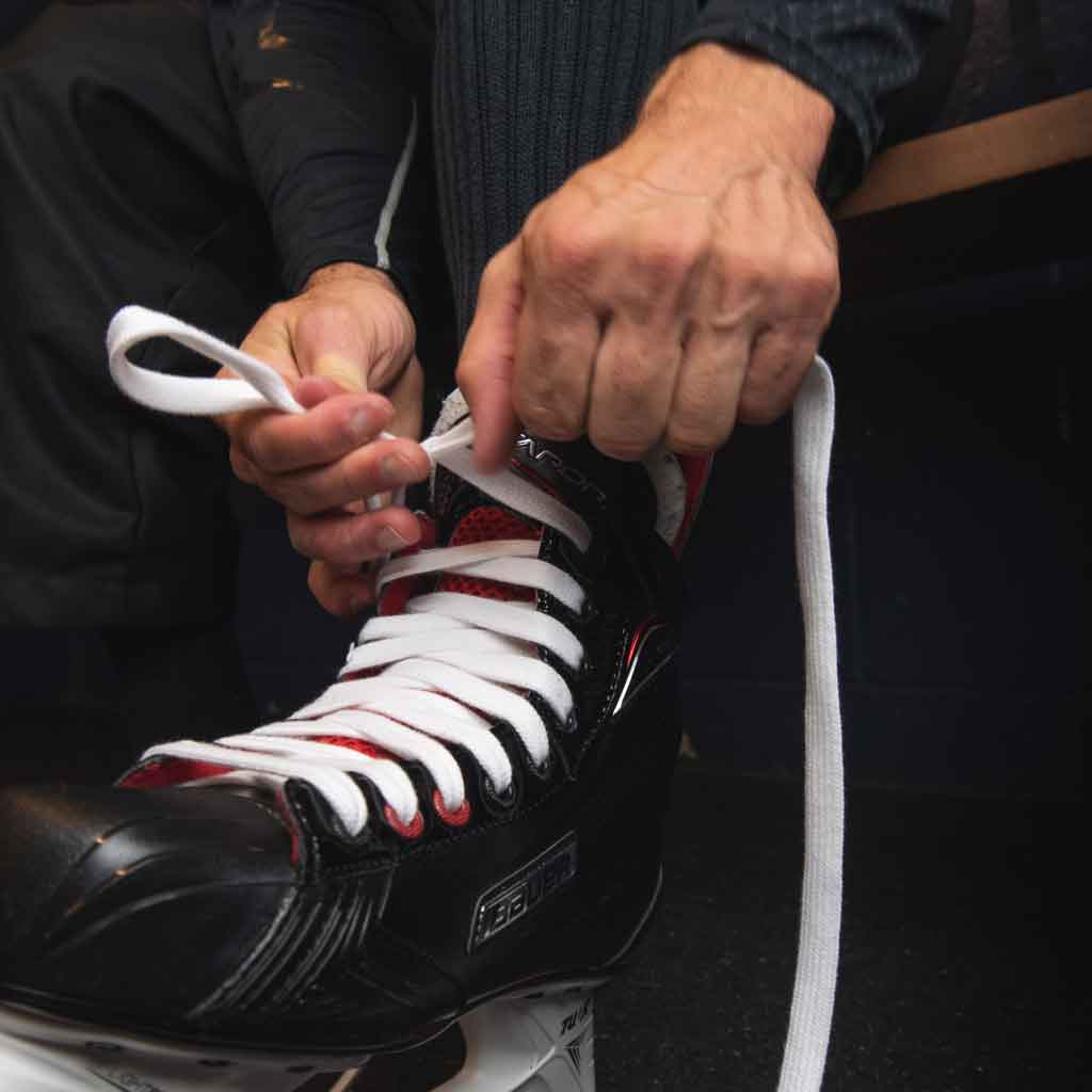 Zebrasclub white non waxed hockey referee laces on skate